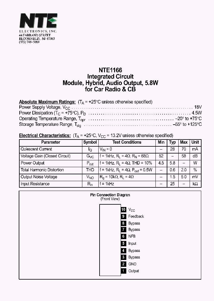 NTE1166_69688.PDF Datasheet
