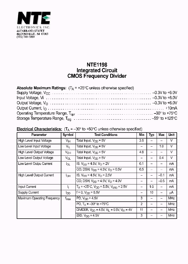 NTE1198_69700.PDF Datasheet