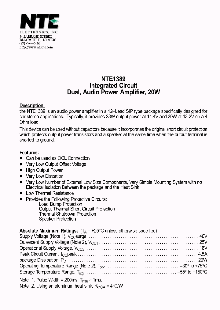 NTE1389_141744.PDF Datasheet