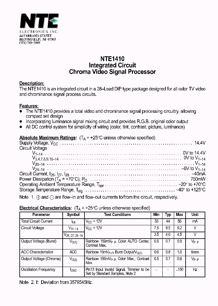 NTE1410_69713.PDF Datasheet