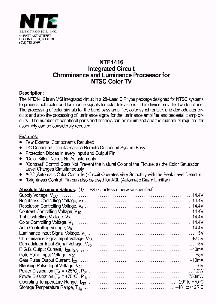 NTE1416_69718.PDF Datasheet