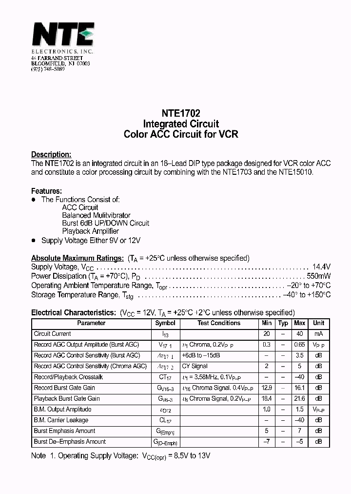 NTE1702_162339.PDF Datasheet