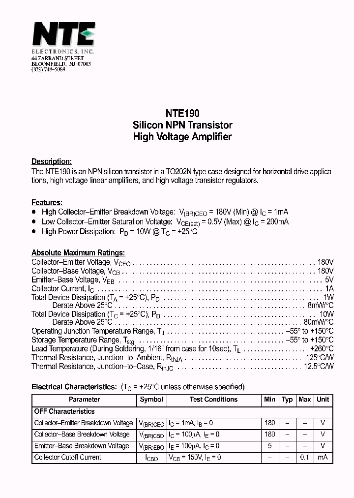 NTE190_69747.PDF Datasheet