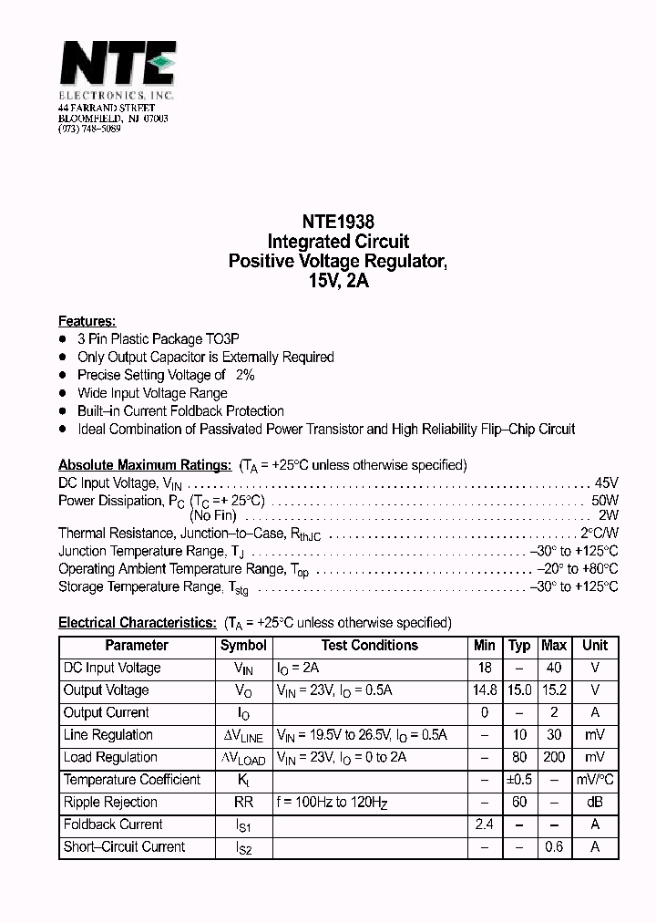 NTE1938_69786.PDF Datasheet