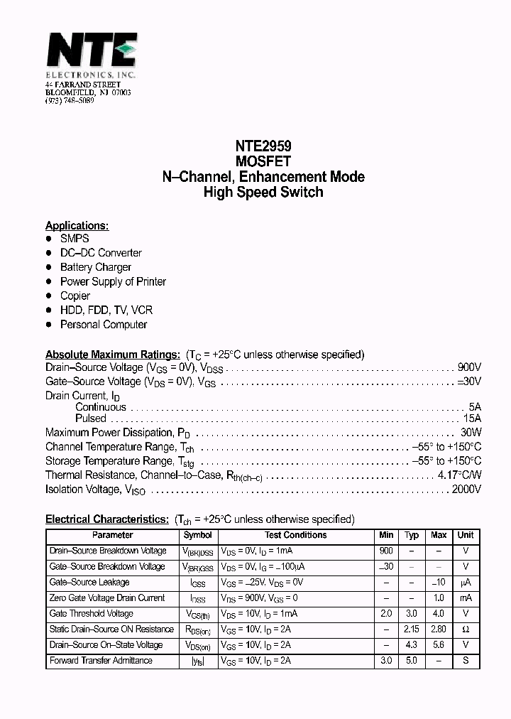 NTE2959_69877.PDF Datasheet