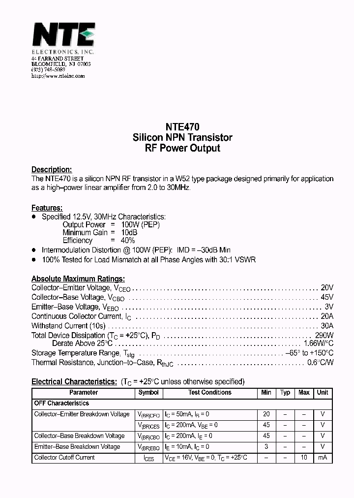 NTE470_69940.PDF Datasheet