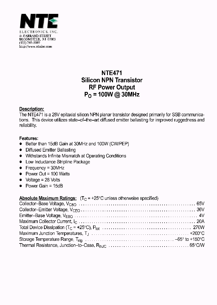 NTE471_69941.PDF Datasheet