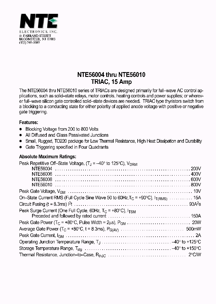 NTE56010_38757.PDF Datasheet