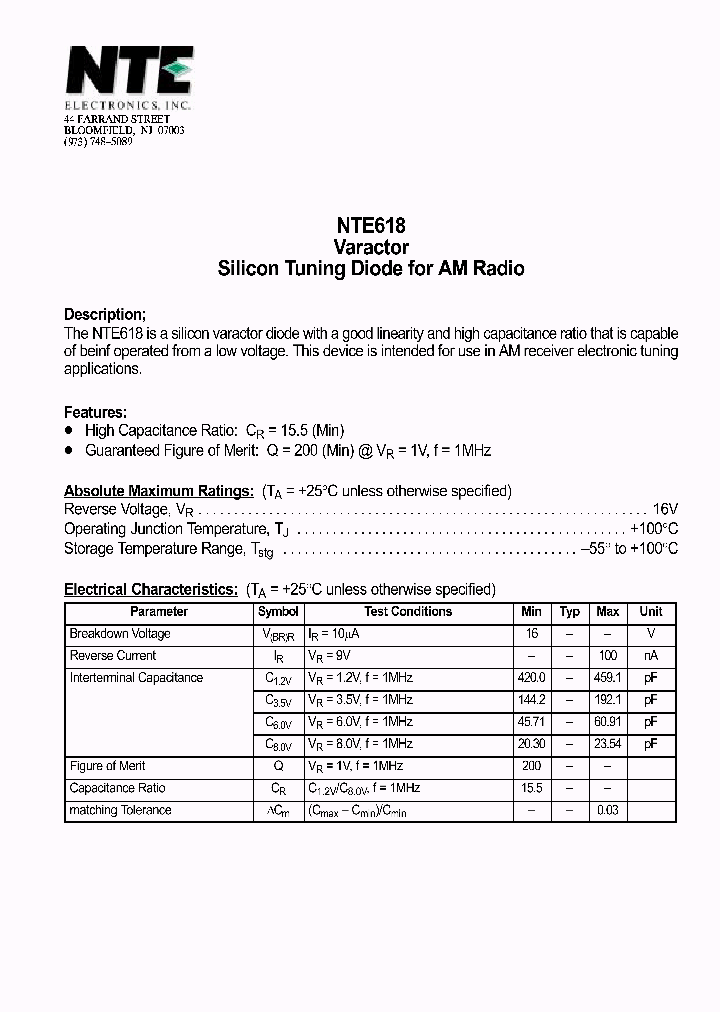 NTE618_70040.PDF Datasheet