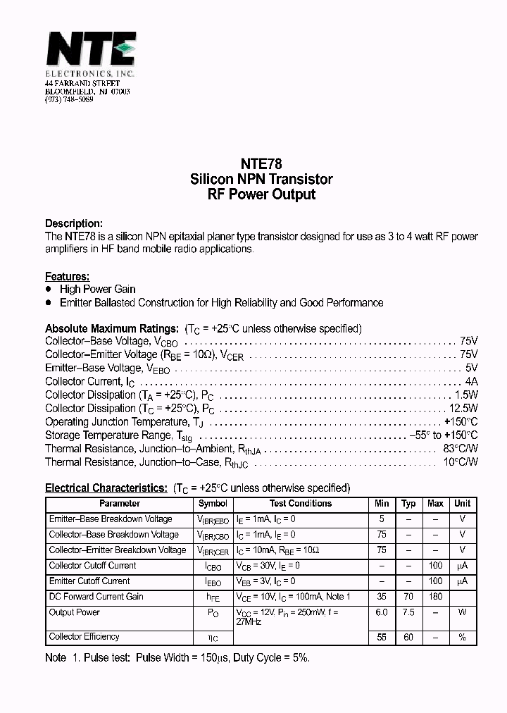 NTE78_70055.PDF Datasheet