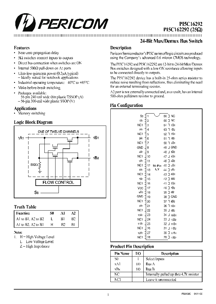 PI5C162292_146001.PDF Datasheet