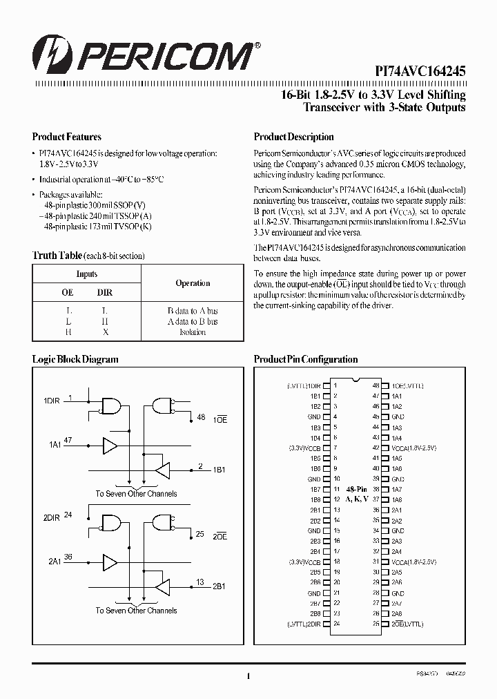 PI74AVC164245_175885.PDF Datasheet