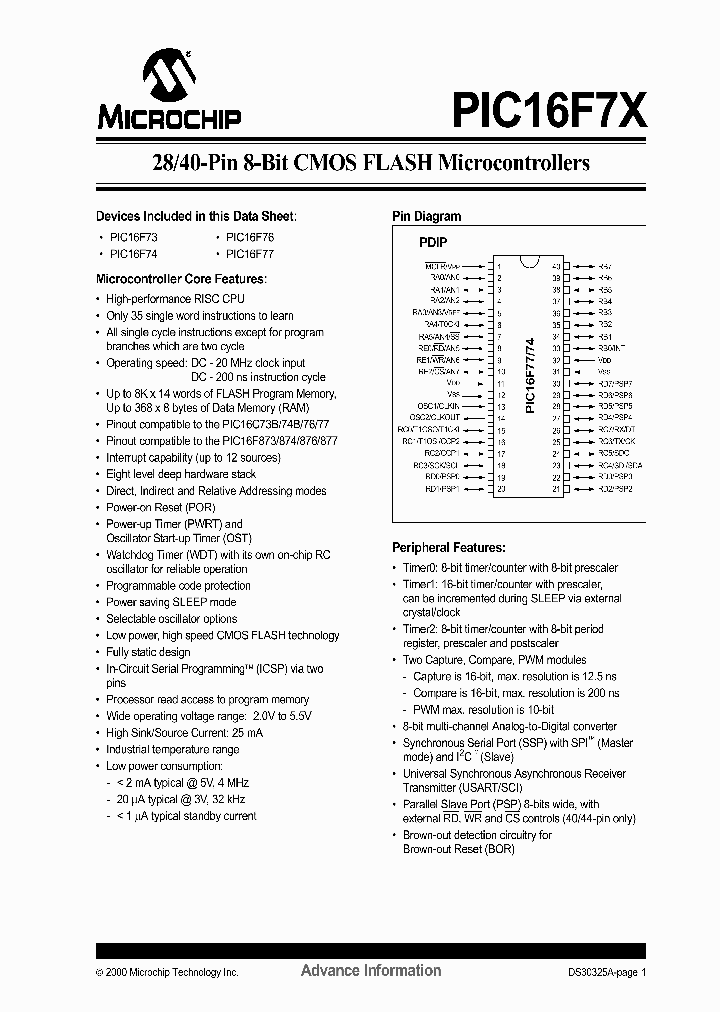 PIC16F74_127558.PDF Datasheet