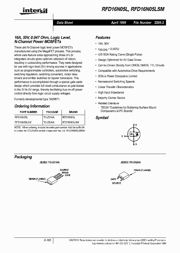 RFD16N05L_148315.PDF Datasheet