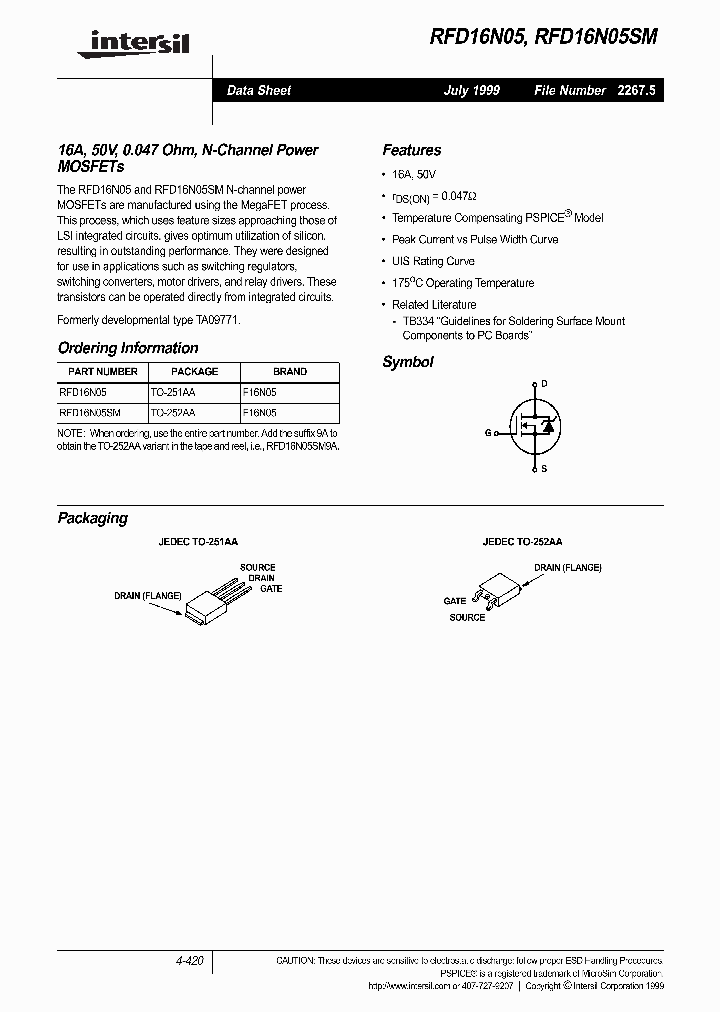 RFD16N05SM_148317.PDF Datasheet