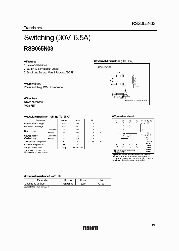 RSS065N03_44387.PDF Datasheet