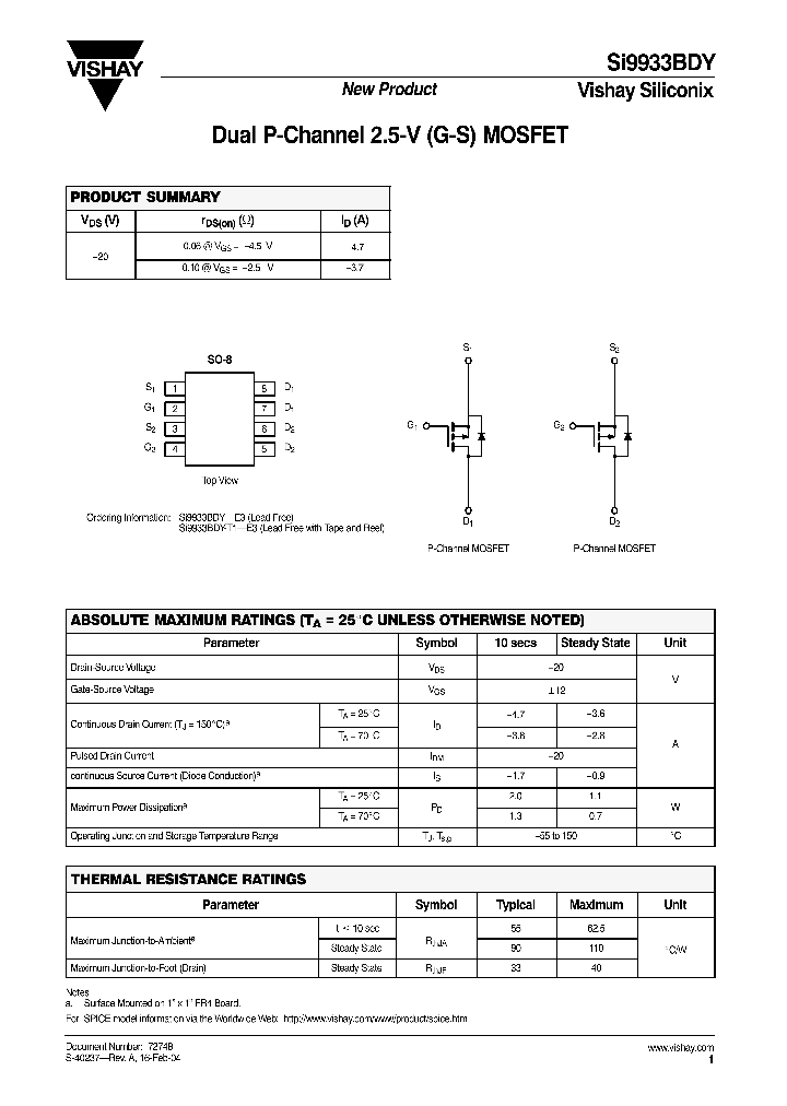 SI9933BDY_35296.PDF Datasheet