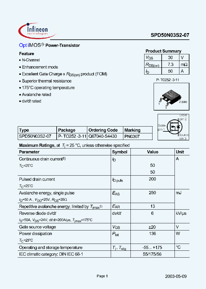 SPD50N03S2-07_161653.PDF Datasheet