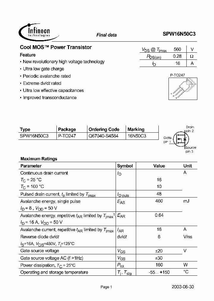 SPW16N50C3_196204.PDF Datasheet