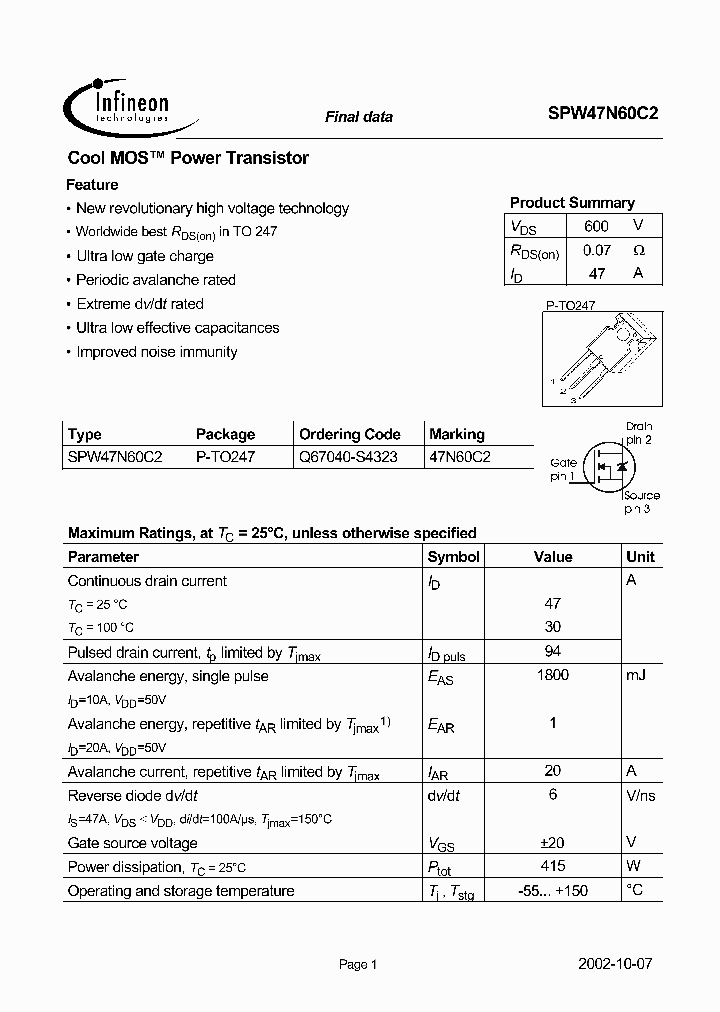 SPW47N60C2_35812.PDF Datasheet