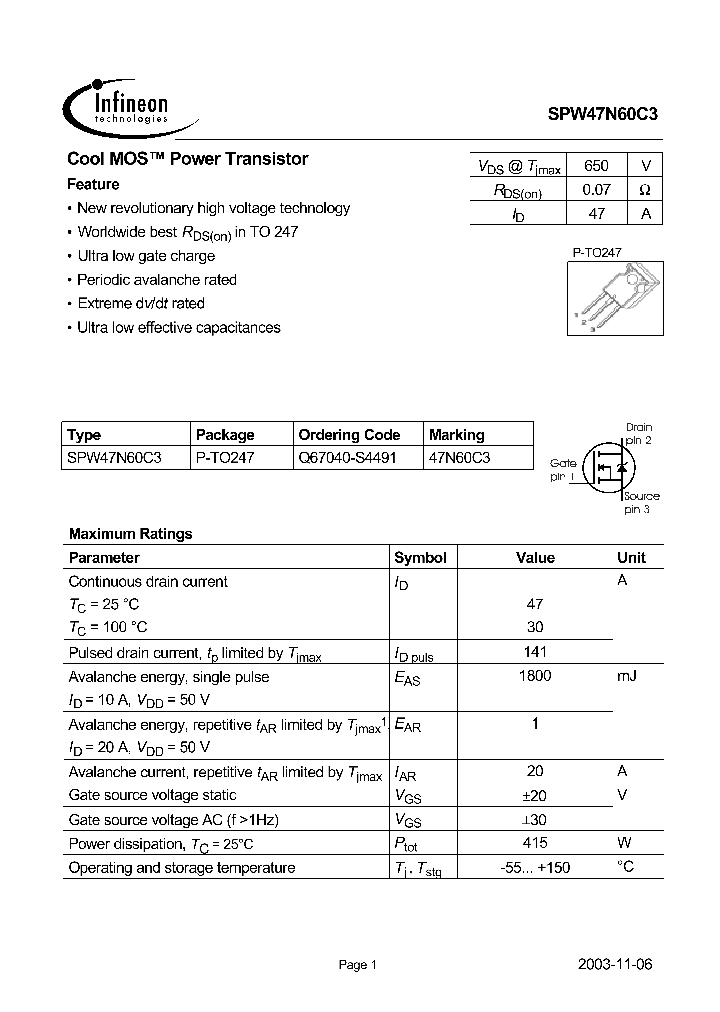 SPW47N60C3_35815.PDF Datasheet