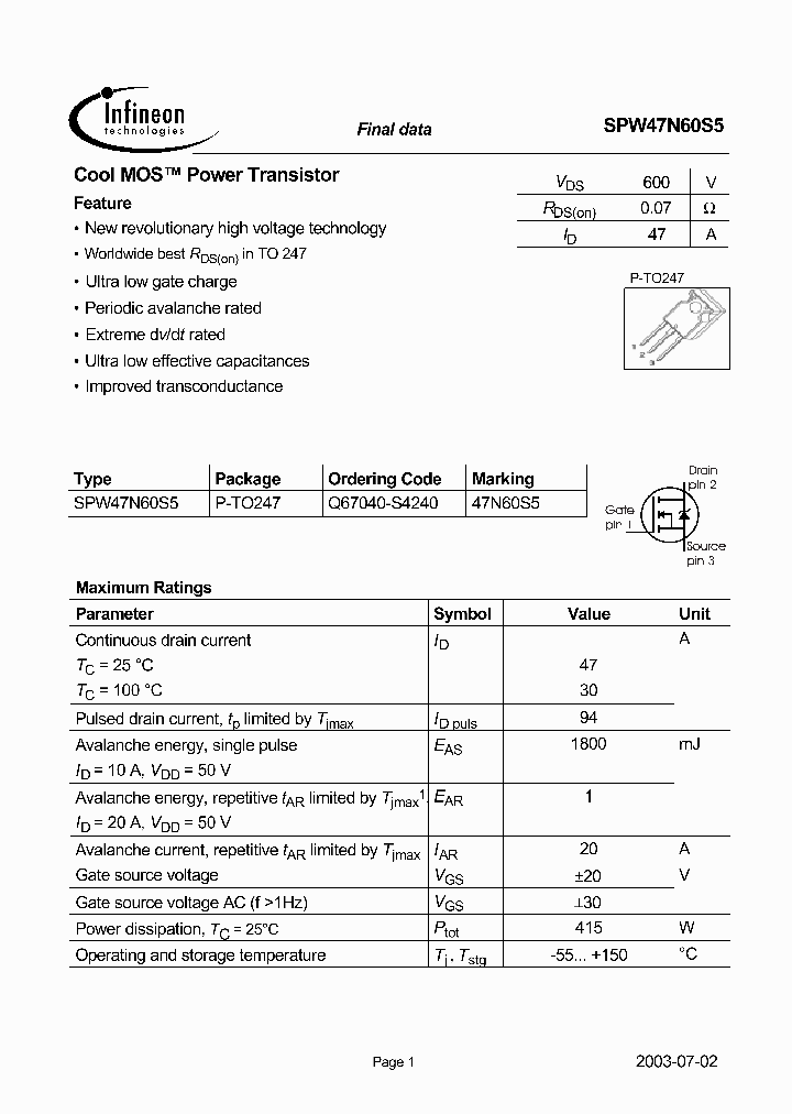 SPW47N60S5_35817.PDF Datasheet