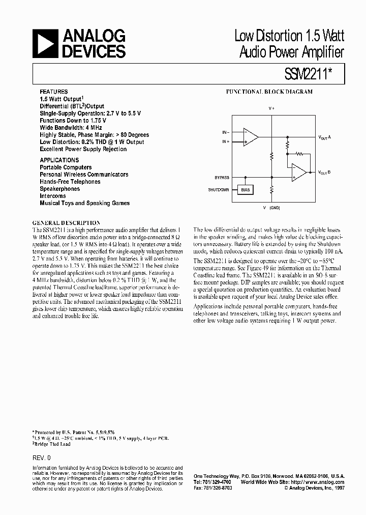 SSM2211_43335.PDF Datasheet