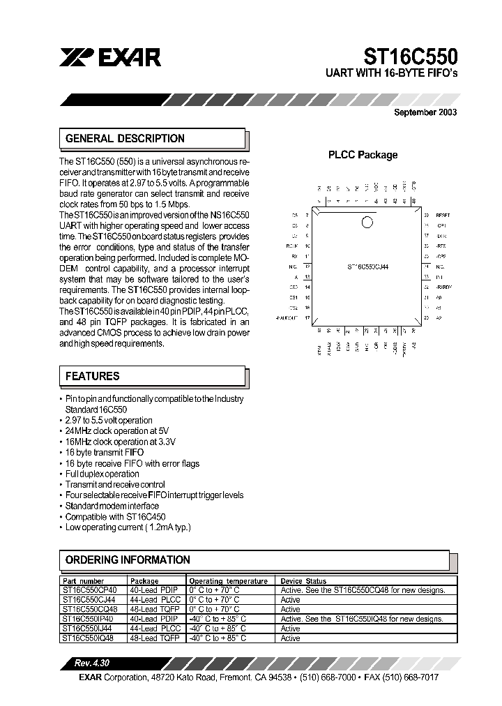 ST16C550_131104.PDF Datasheet