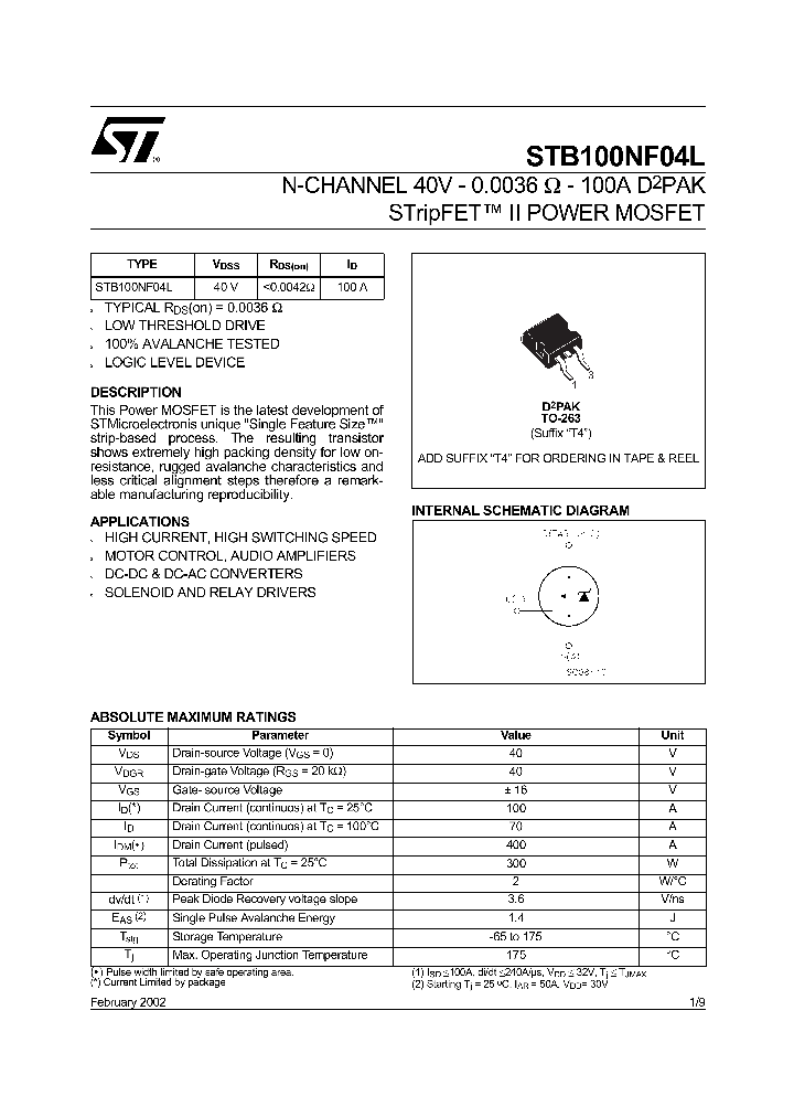 STB100NF04L_172395.PDF Datasheet