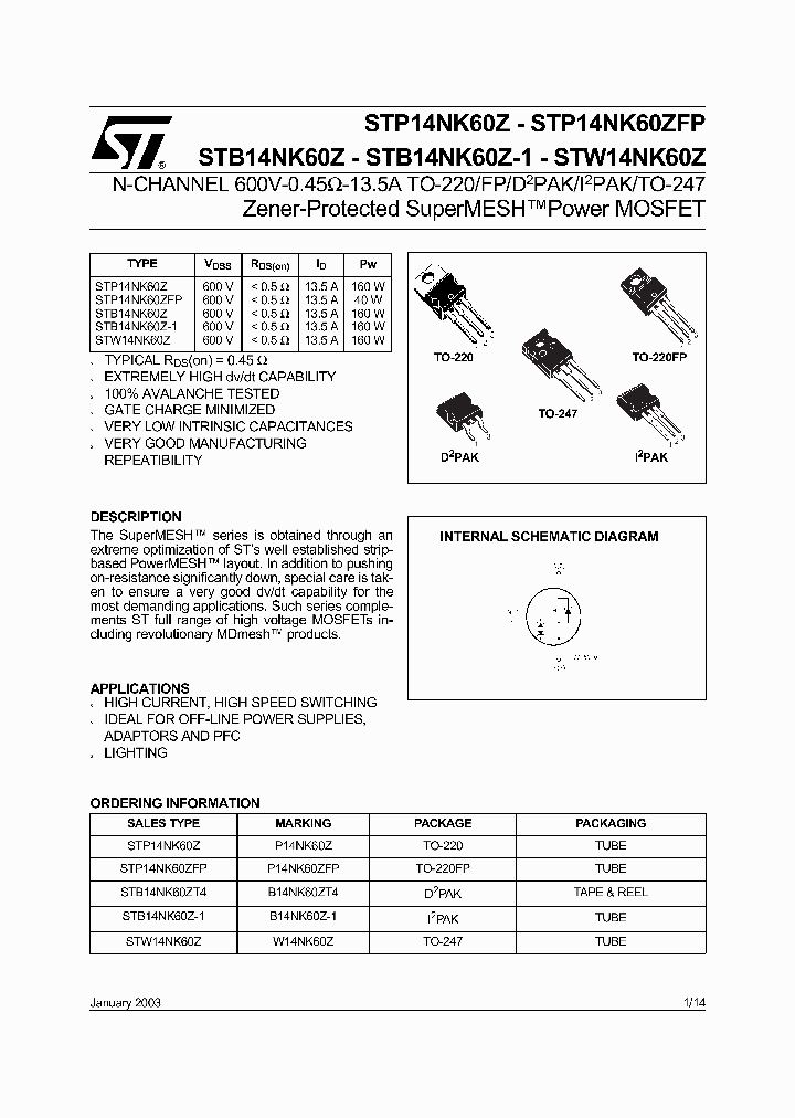STP14NK60Z_64785.PDF Datasheet