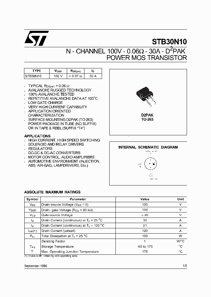 STB30N10_77418.PDF Datasheet