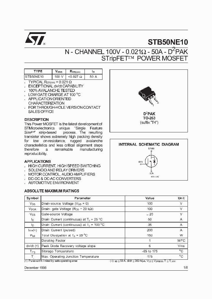 STB50NE10_77435.PDF Datasheet