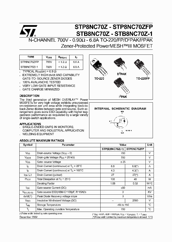 STB8NC70Z_127552.PDF Datasheet