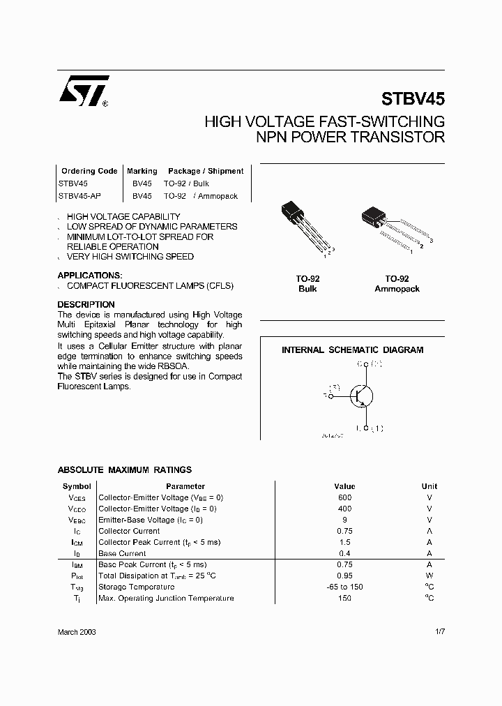 STBV45_77490.PDF Datasheet