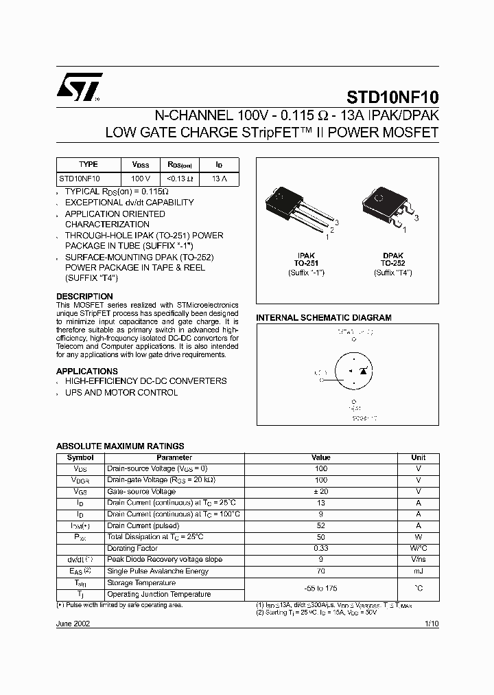 STD10NF10_70586.PDF Datasheet