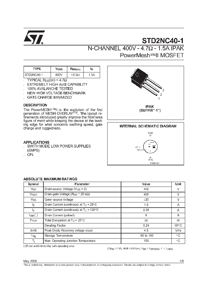 STD2NC40_82012.PDF Datasheet