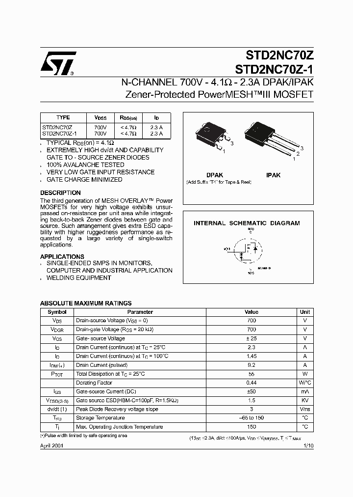 STD2NC70Z_82018.PDF Datasheet