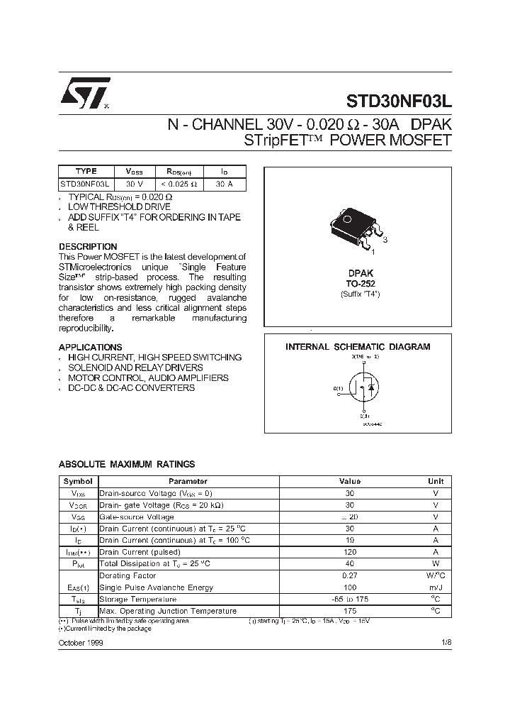 STD30NF03L_70723.PDF Datasheet