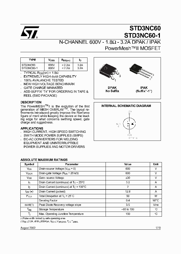 STD3NC60_132388.PDF Datasheet