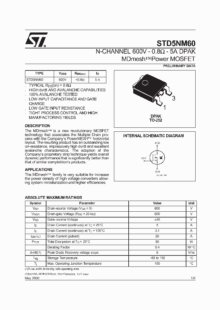 STD5NM60_126670.PDF Datasheet
