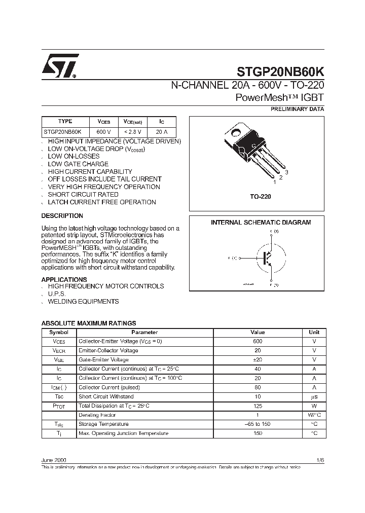 STGP20NB60K_77089.PDF Datasheet