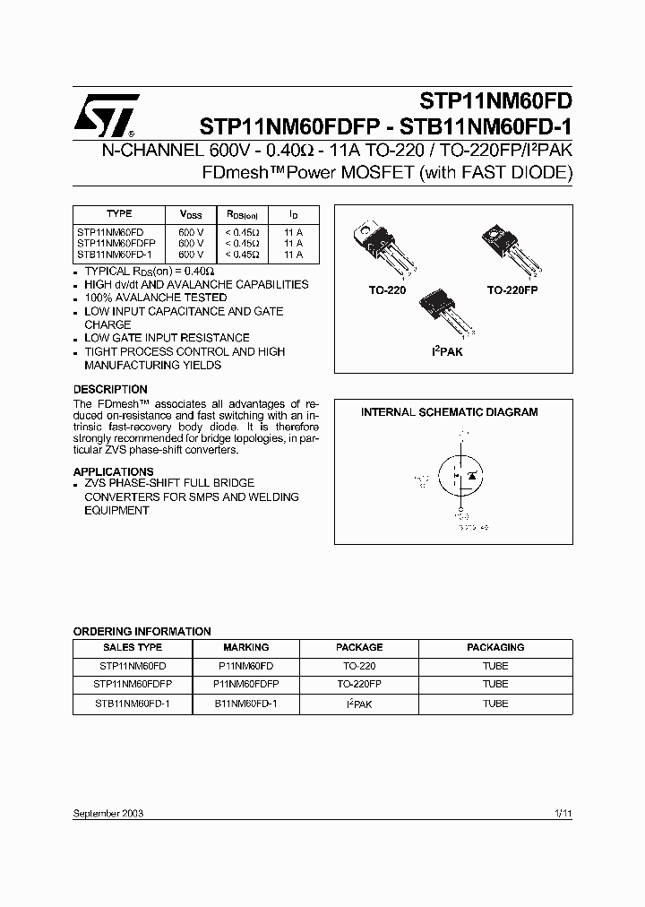 STP11NM60FD_64707.PDF Datasheet