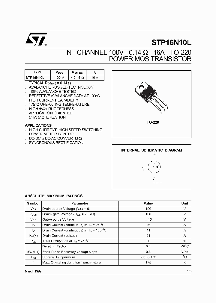 STP16N10L_64811.PDF Datasheet