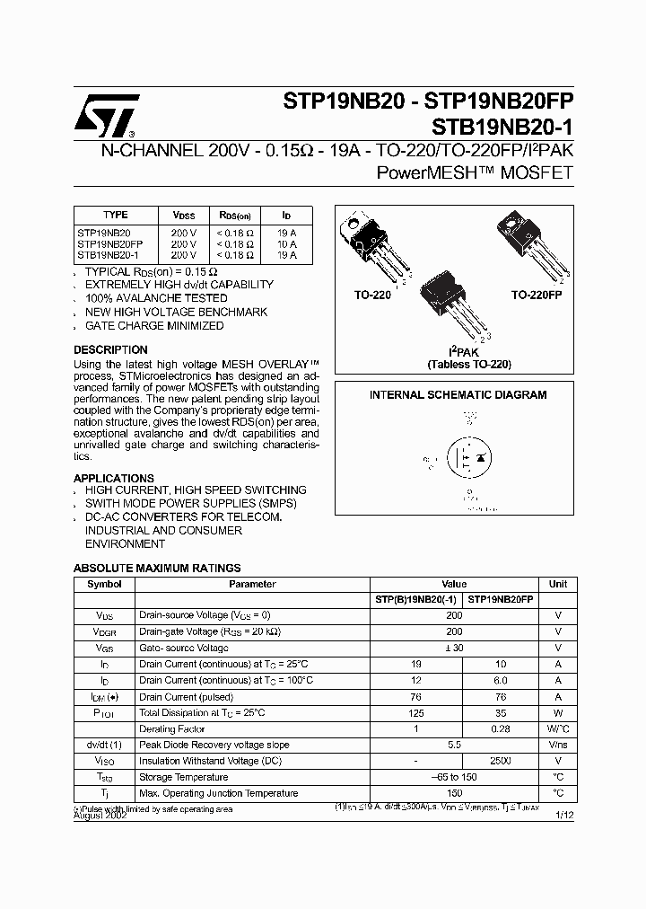 STP19NB20_154459.PDF Datasheet