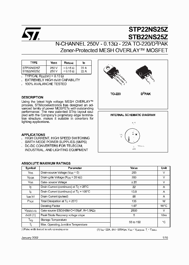 STP22NS25Z_64841.PDF Datasheet