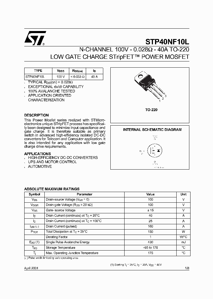STP40NF10L_64993.PDF Datasheet