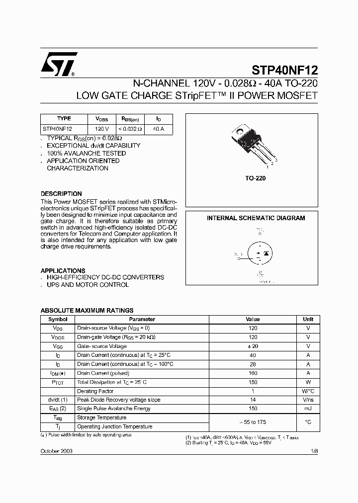 STP40NF12_64994.PDF Datasheet