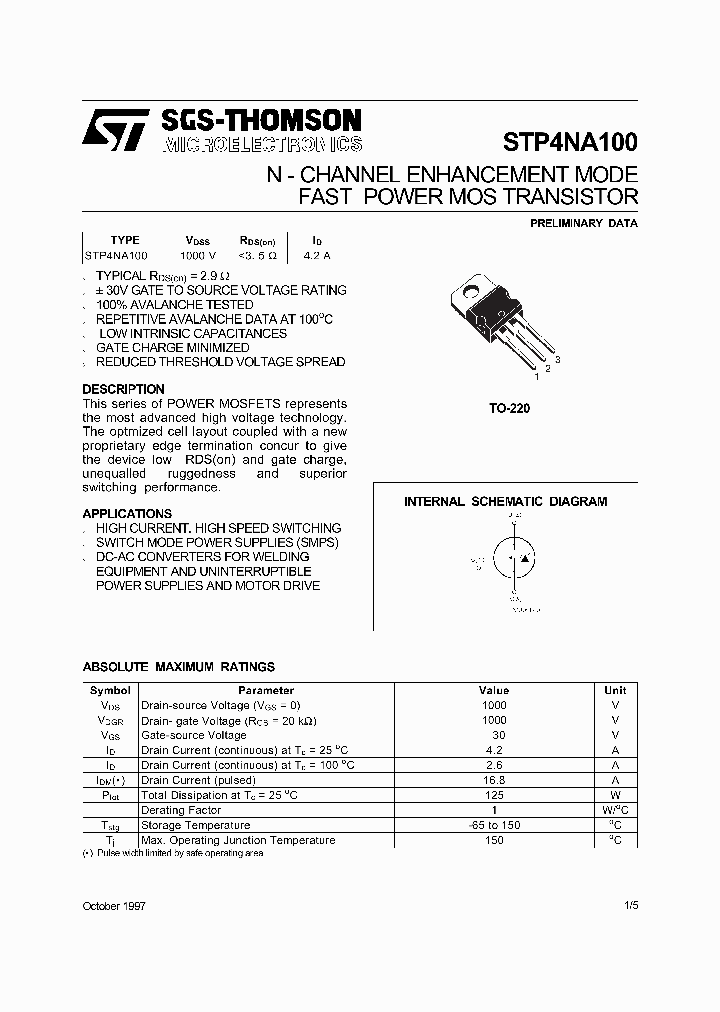 STP4NA100_172807.PDF Datasheet