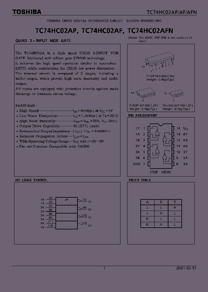 TC74HC02AF_18431.PDF Datasheet
