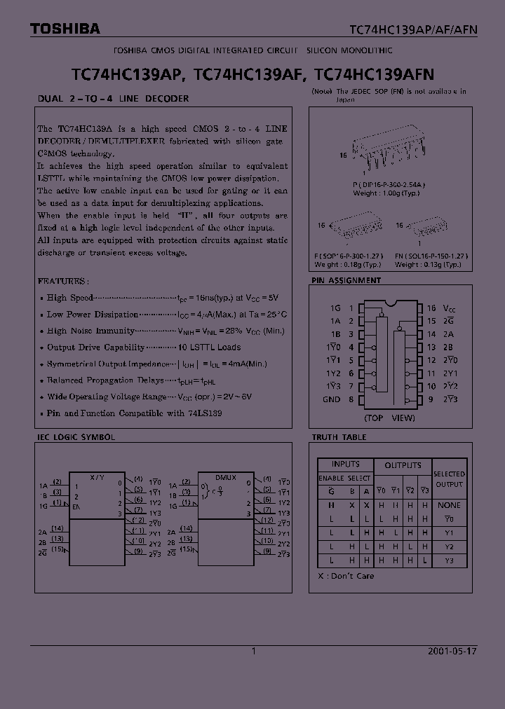 TC74HC139AF_158723.PDF Datasheet